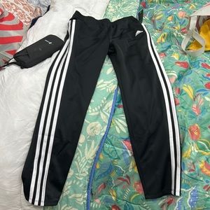 Kids adidas  track pants black with white stripes size large